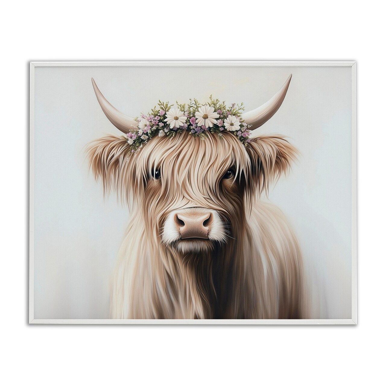 Stupell Industries Shaggy Cattle Floral Crown Framed Giclee, design by Shawna Stewart